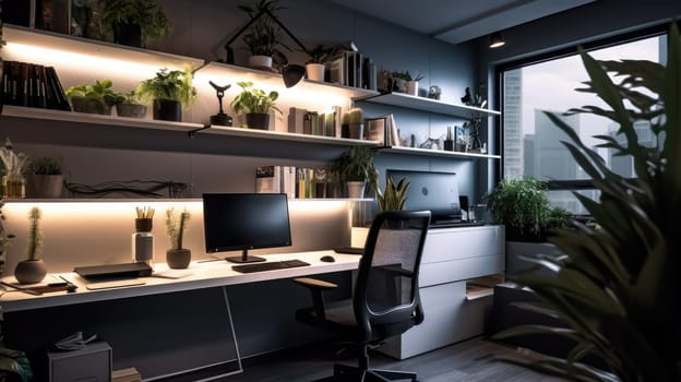 Inspiring office interior design Modern style Office featuring Sleek design architecture. Generative AI AIG 31.