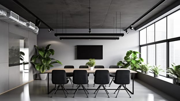 Inspiring office interior design Minimalist style Meeting Room featuring Simplicity architecture. Generative AI AIG 31.