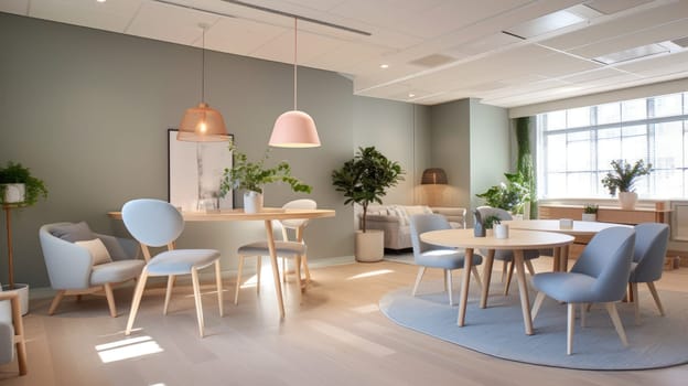 Inspiring office interior design Scandinavian style Corporate Office with Open Space Design featuring Natural elements architecture. Generative AI AIG 31.