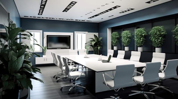 Inspiring office interior design Modern style Meeting room featuring Conference table architecture. Generative AI AIG 31.