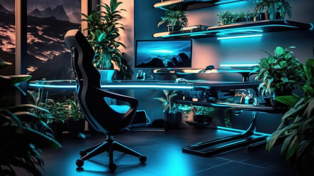 Inspiring office interior design Tech-inspired style Office featuring Futuristic design architecture. Generative AI AIG 31.