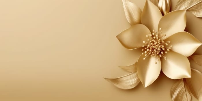 Beautiful abstract gold glossy metallic floral design background. beautiful Generative AI AIG32