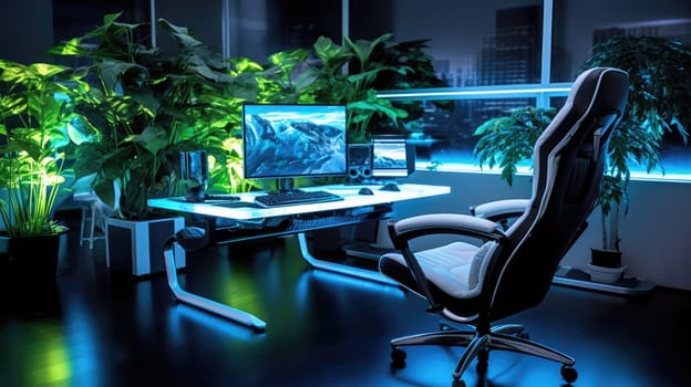 Inspiring office interior design Tech-inspired style Office featuring Futuristic design architecture. Generative AI AIG 31.