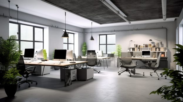 Inspiring office interior design Minimalist style Studio space featuring Clean lines architecture. Generative AI AIG 31.
