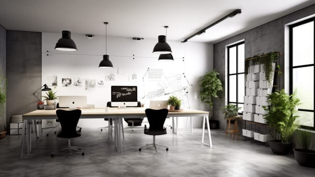 Inspiring office interior design Minimalist style Corporate Workspace featuring Simplicity architecture. Generative AI AIG 31.