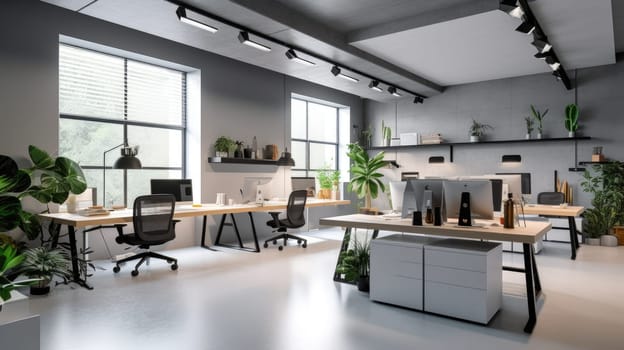 Inspiring office interior design Minimalist style Studio space featuring Clean lines architecture. Generative AI AIG 31.