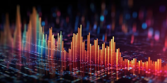 side view, soft focus, stock market chart lines, financial graph on technology abstract background. beautiful Generative AI AIG32