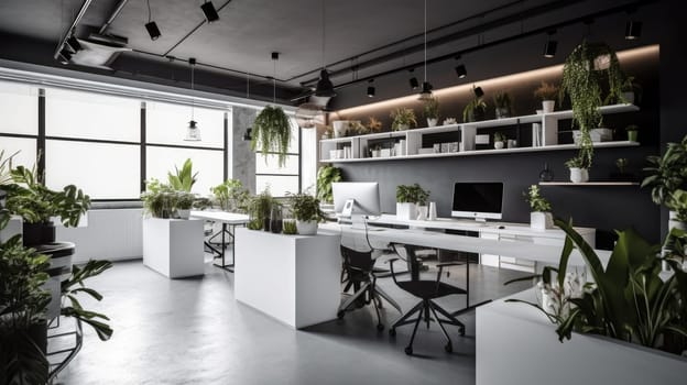 Inspiring office interior design Minimalist style Studio space featuring Clean lines architecture. Generative AI AIG 31.