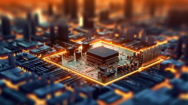 circuit board, processor chips, semiconductor, colorful, smart city,. beautiful Generative AI AIG32