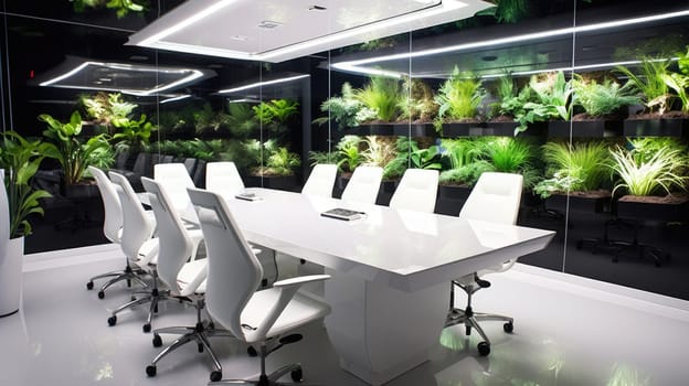 Inspiring office interior design Tech-inspired style Conference Room featuring High-tech equipment architecture. Generative AI AIG 31.