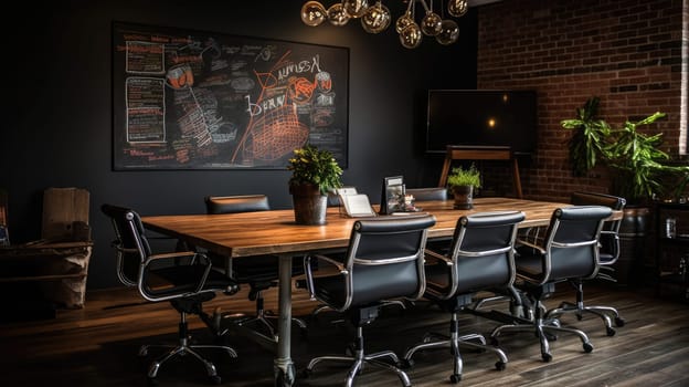 Inspiring office interior design Industrial style Conference Room featuring Exposed brick wall architecture. Generative AI AIG 31.