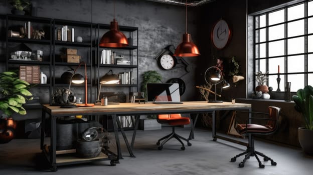 Inspiring office interior design Industrial style Office featuring Warehouse style architecture. Generative AI AIG 31.