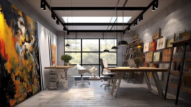 Inspiring office interior design Contemporary style Studio space featuring Abstract art architecture. Generative AI AIG 31.
