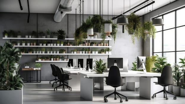 Inspiring office interior design Minimalist style Corporate Workspace featuring Simplicity architecture. Generative AI AIG 31.