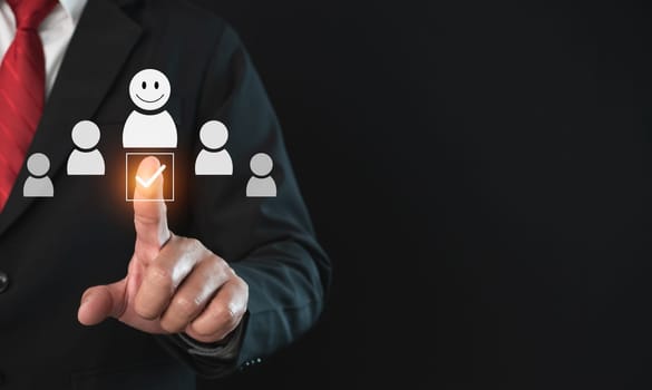 concept Business and HR for leadership and team leader, one wooden dolls stand out in front  Different and stand out from the group