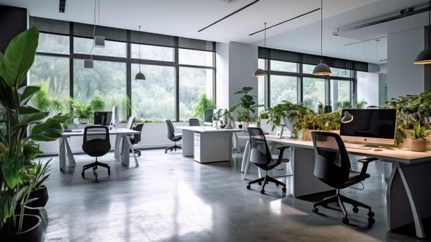 Inspiring office interior design Minimalist style Studio space featuring Clean lines architecture. Generative AI AIG 31.