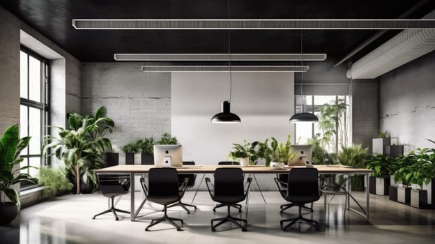 Inspiring office interior design Minimalist style Corporate Office featuring Simplicity architecture. Generative AI AIG 31.