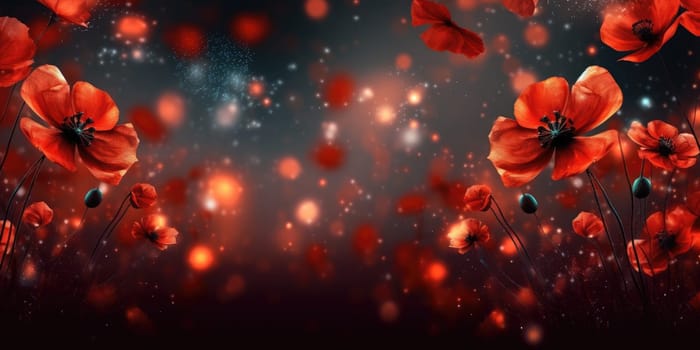 beautiful abstract red night photo floral design background banner. beautiful Generative AI AIG32