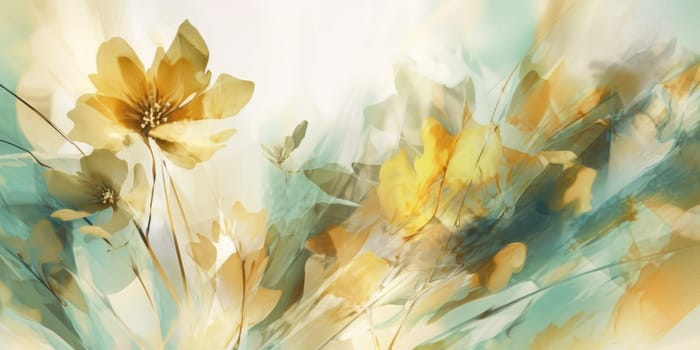 Beautiful abstract gold and green impressionistic floral design background. beautiful Generative AI AIG32