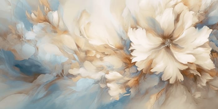 Beautiful abstract beige blue off-white impressionistic floral design background. beautiful Generative AI AIG32