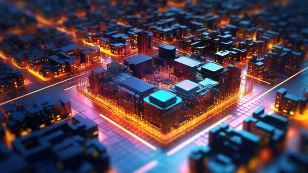 circuit board, processor chips, semiconductor, colorful, smart city,. beautiful Generative AI AIG32
