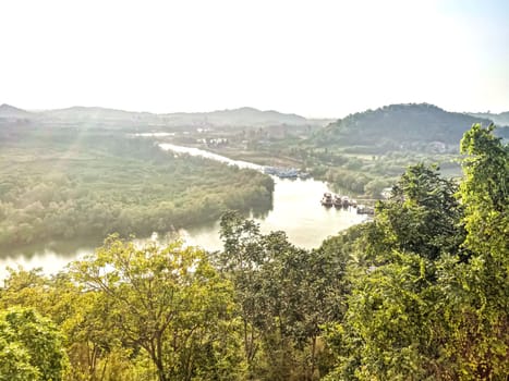 panorama of winding curve of a river  in Thailand