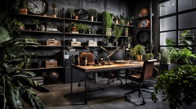 Inspiring office interior design Industrial style Office featuring Warehouse style architecture. Generative AI AIG 31.