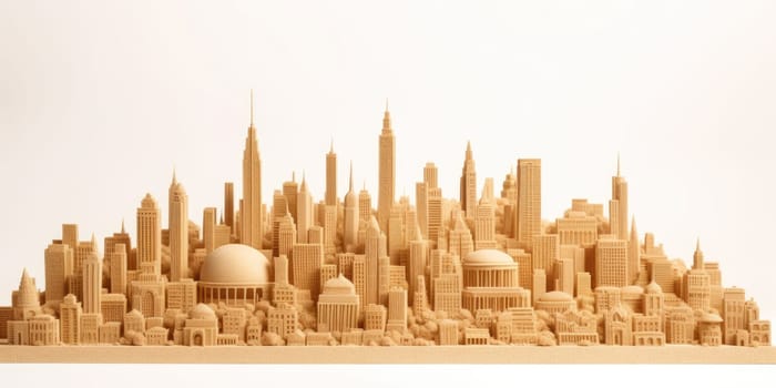 city skyline made of sand on white background. beautiful Generative AI AIG32