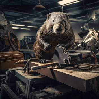 Beaver works as a craftsman in a furniture making workshop. Poster for furniture manufacturers