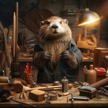 Beaver works as a craftsman in a furniture making workshop. Poster for furniture manufacturers