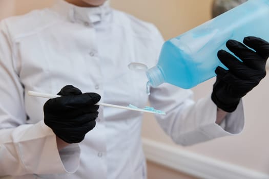 female hands with cooling gel for laser hair removal