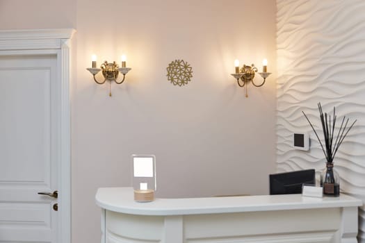 Reception interior in the luxury beauty center, clinic or office