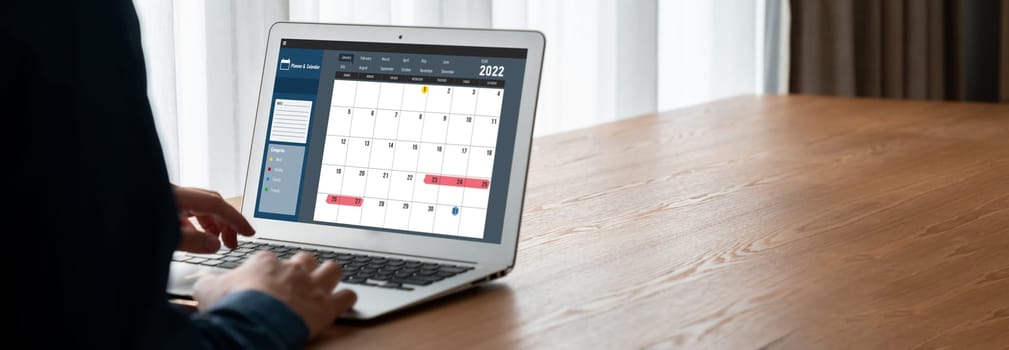 Calendar on computer software application for modish schedule planning for personal organizer and online business