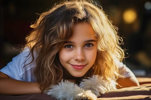 Portrait of a young, happy girl. Generative AI. High quality illustration