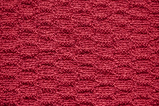 Fiber Abstract Wool. Vintage Woven Sweater. Linen Handmade Winter Background. Structure Knitted Fabric. Red Weave Thread. Scandinavian Holiday Print. Detail Canvas Cashmere. Knitted Wool.