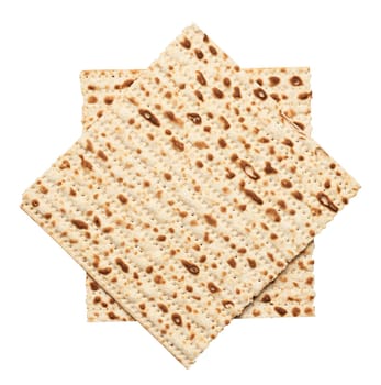 Stack of baked square matzo, top view