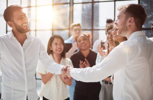 Close up view of business partnership handshake concep