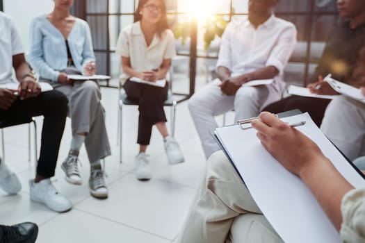 business training and coaching in company. Speaker talking in front of meeting room.