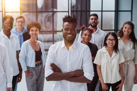 Multiethnic young business people working together in the office