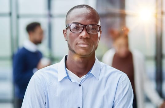 African American business man with folded arms