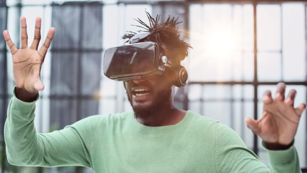 A man is looking for bright impressions using gadgets.