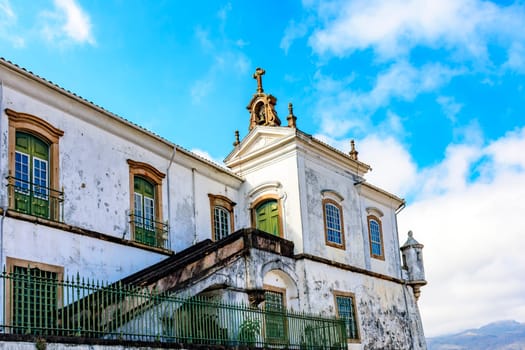 Old fortress and church in the historic town of Ouro Preto in Minas Gerais