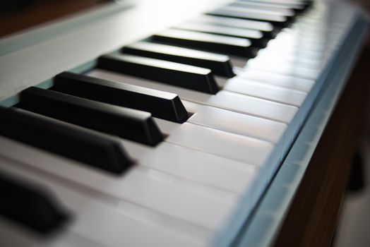 close-up of piano keys