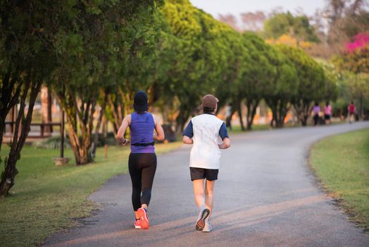 people jogging in the public park