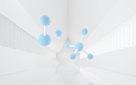 Molecule with white background, 3d rendering. Computer digital drawing.