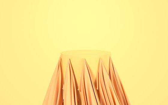 Flowing cloth with yellow background, 3d rendering. Computer digital drawing.