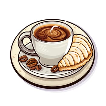 Mug of coffee with a croissant on a white background. Generative AI. High quality illustration