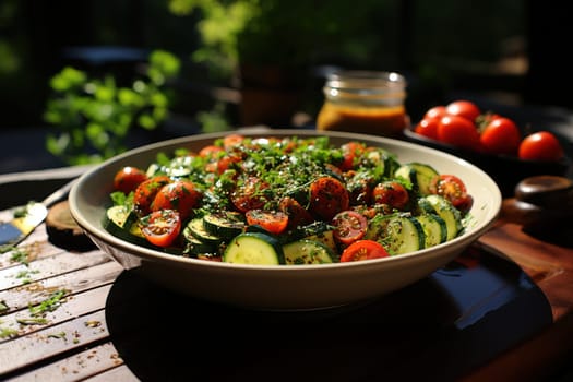 Vegetarian healthy vegetable salad. Generative AI. High quality illustration