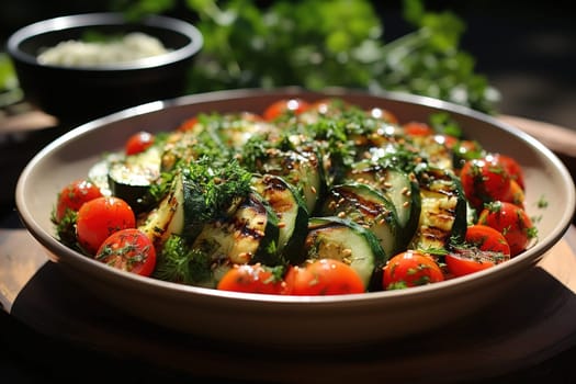 Vegetarian healthy vegetable salad. Generative AI. High quality illustration