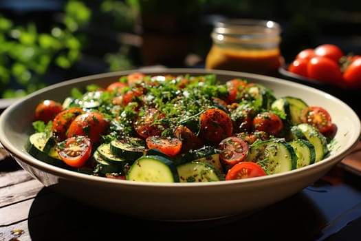Vegetarian healthy vegetable salad. Generative AI. High quality illustration